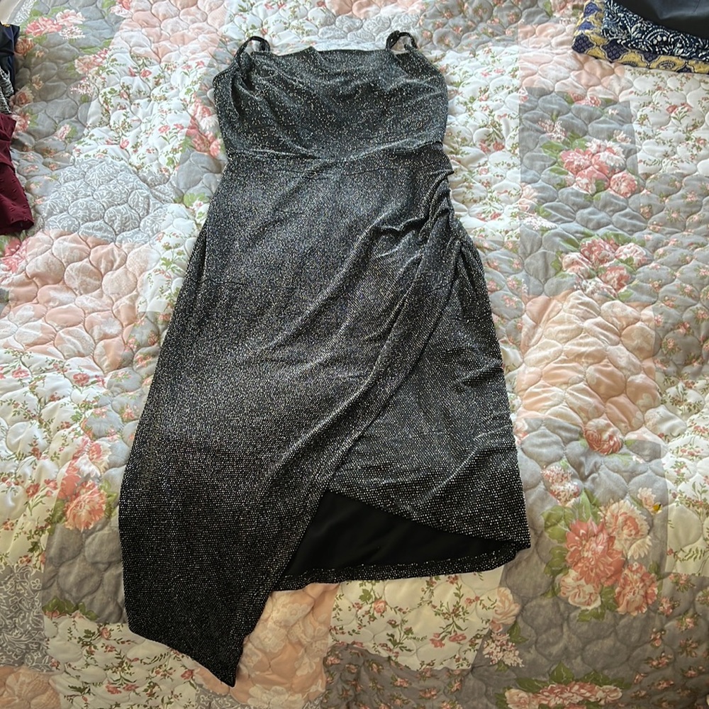 Black Sparkly Asymmetrical Dress